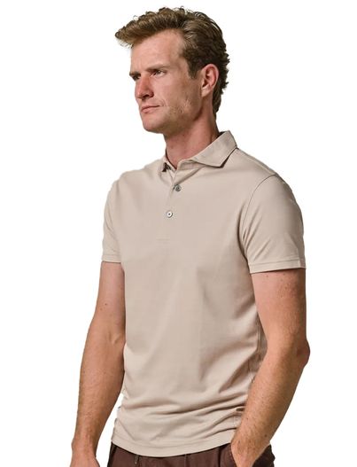 Profuomo Profuomo polo beige 3-knoops normale fit katoen
