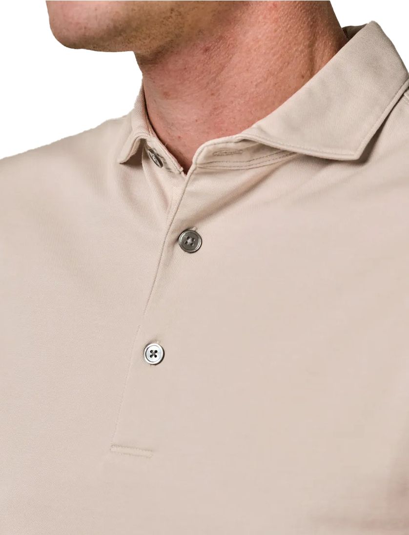 katoenen Profuomo polo beige 3-knoops normale fit