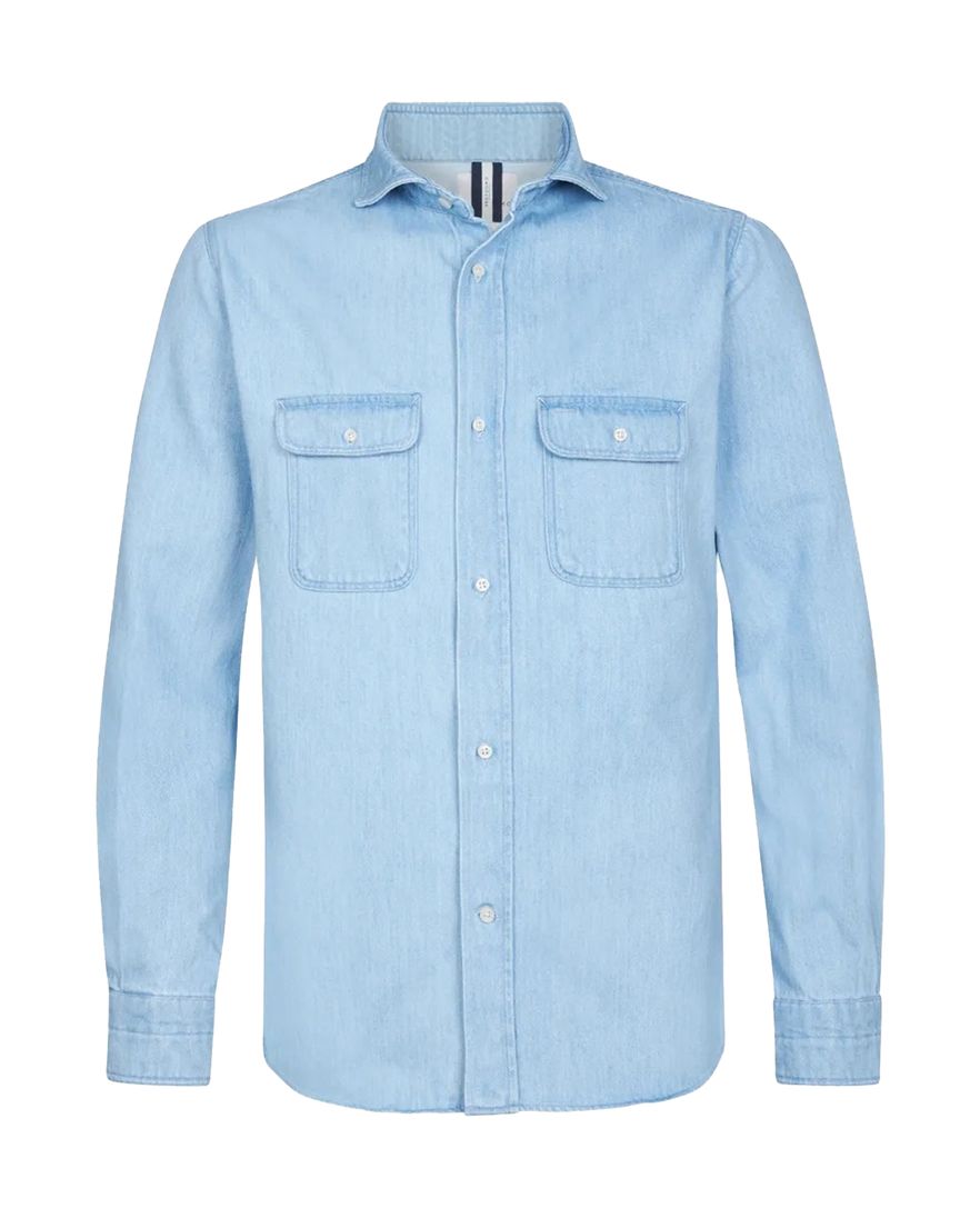 Profuomo casual overshirt lichtblauw denim