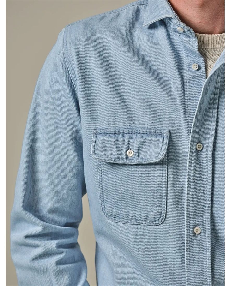 Profuomo casual overshirt lichtblauw denim