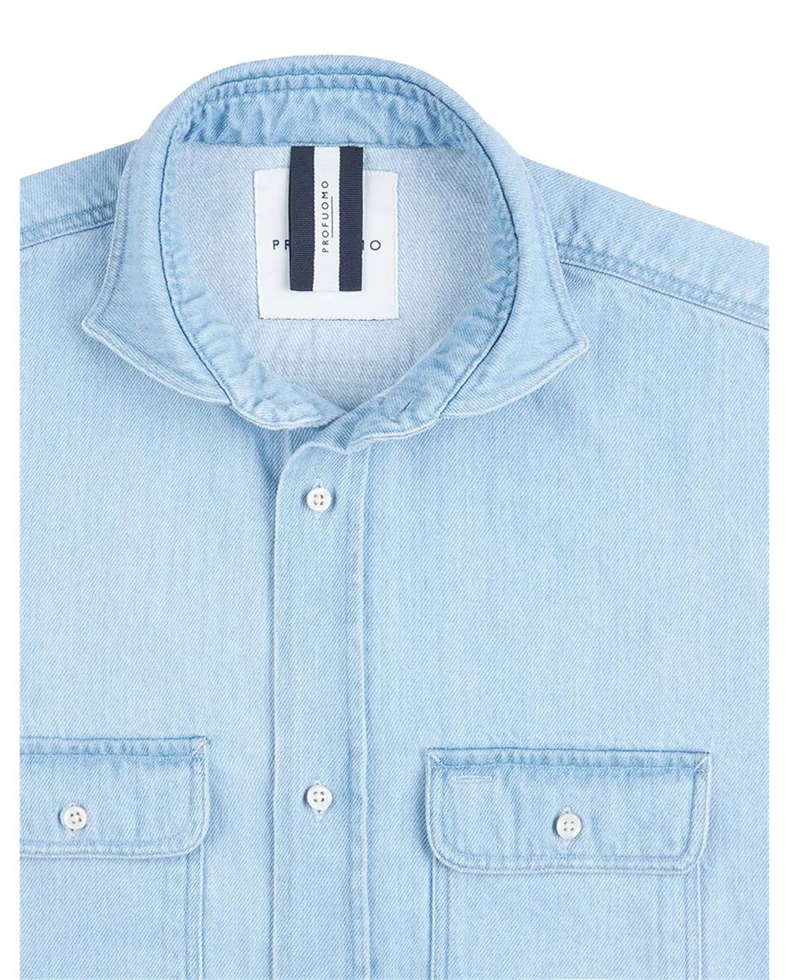 Profuomo casual overshirt lichtblauw denim