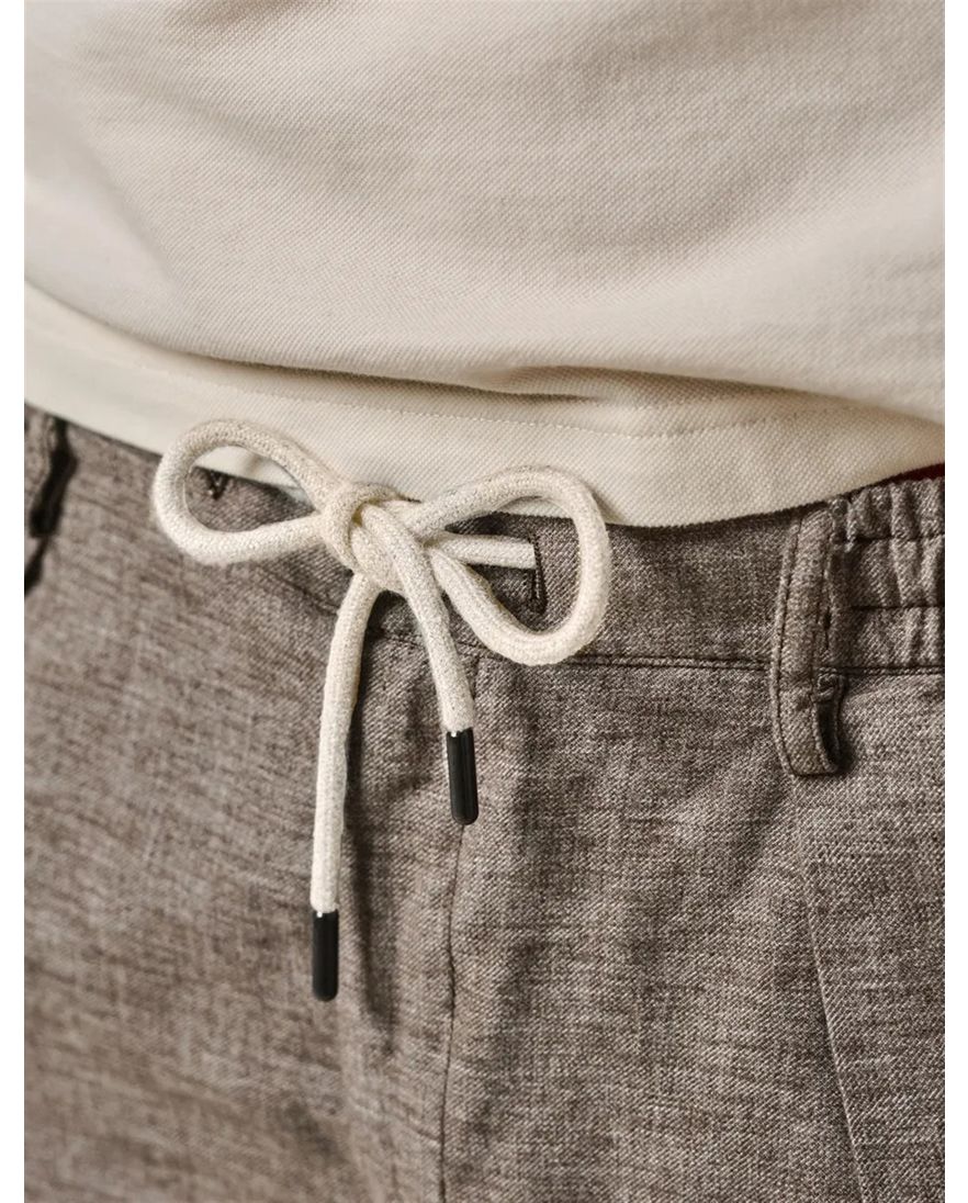 Profuomo linnen-blend sportcord pantalon taupe