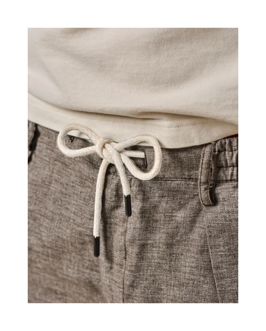 Profuomo linnen-blend sportcord pantalon taupe
