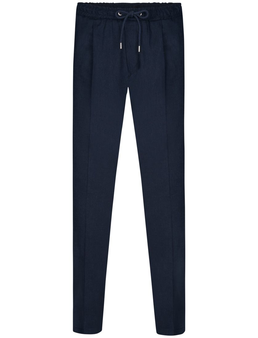 Profuomo broek donkerblauw effen linnen sportcord