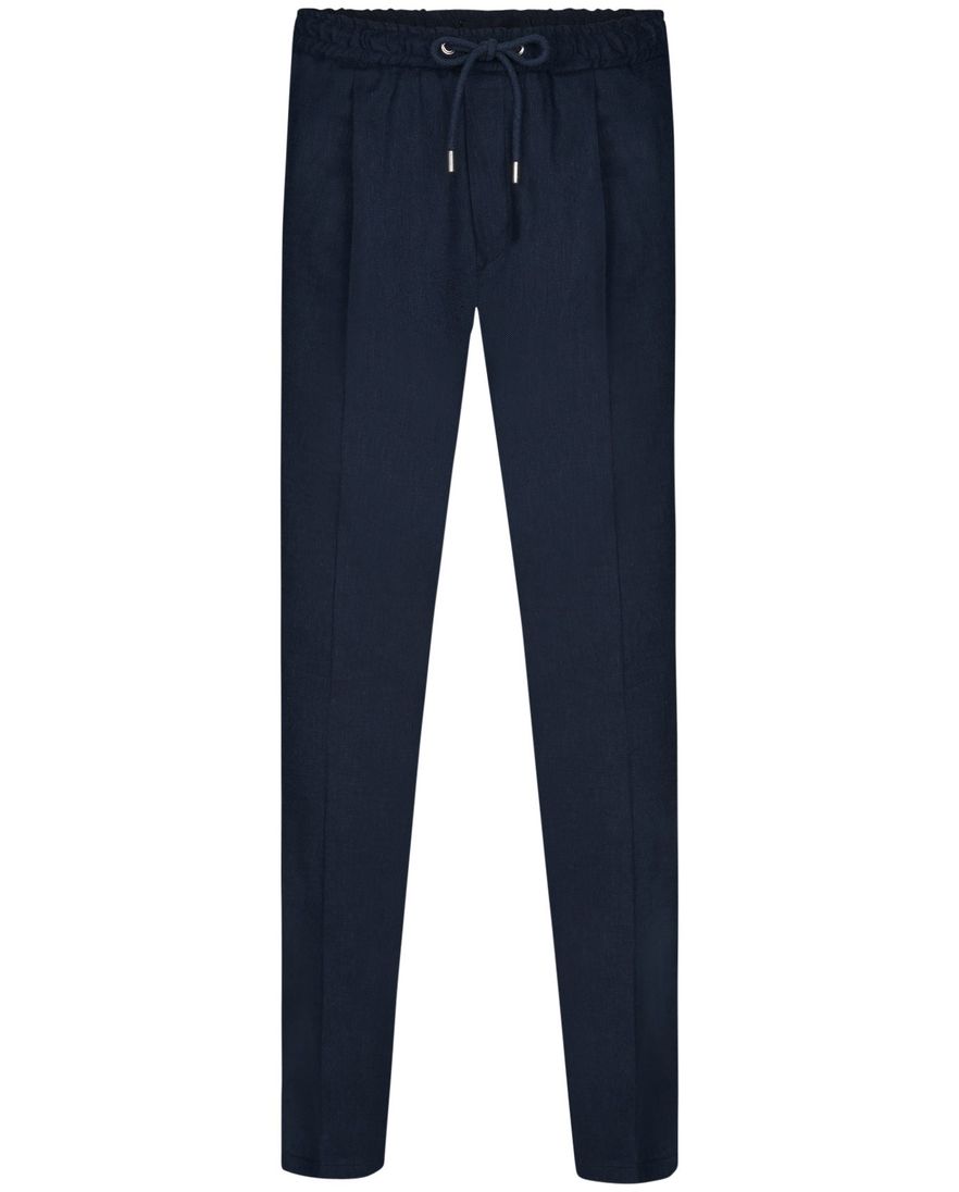 Profuomo broek donkerblauw effen linnen sportcord