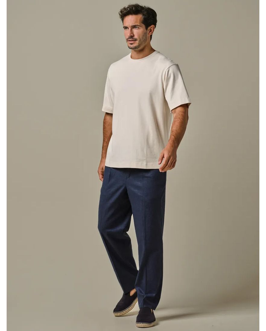 Profuomo broek donkerblauw effen linnen sportcord