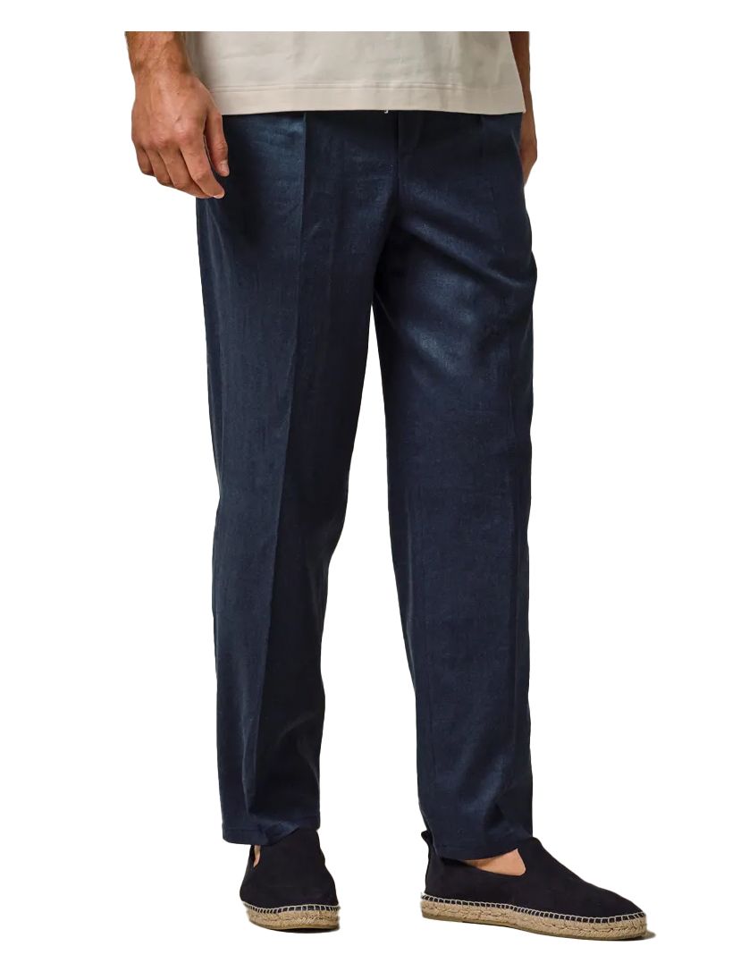 Profuomo broek donkerblauw effen linnen sportcord