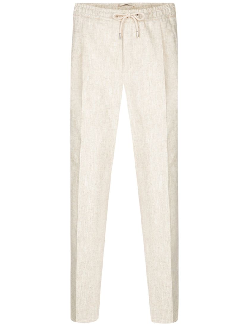 Profuomo broek creme effen linnen en katoen sportcord