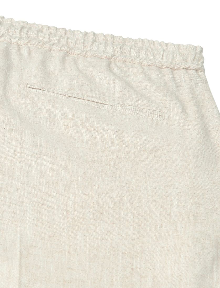 Profuomo broek creme effen linnen en katoen sportcord