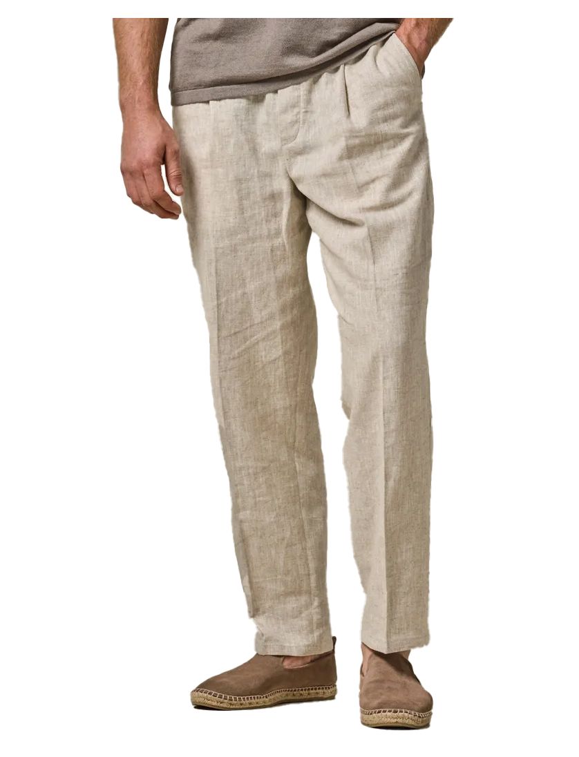 Profuomo broek creme effen linnen en katoen sportcord