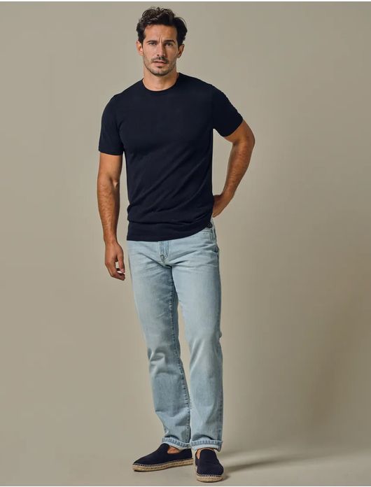 Profuomo t-shirt donkerblauw gemêleerd lyocell