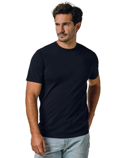 Profuomo Profuomo t-shirt donkerblauw gemêleerd ronde hals lyocell