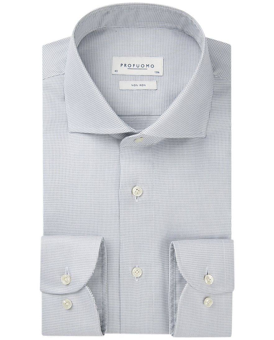 Profuomo overhemd groen Dobby strijkvrij geweven slim fit