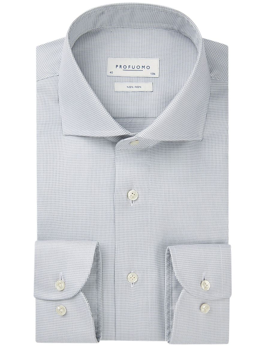 Profuomo overhemd groen Dobby strijkvrij geweven slim fit