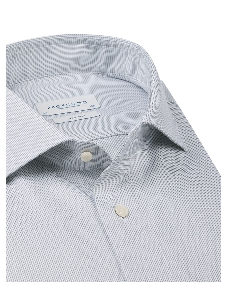 Profuomo overhemd groen Dobby strijkvrij geweven slim fit