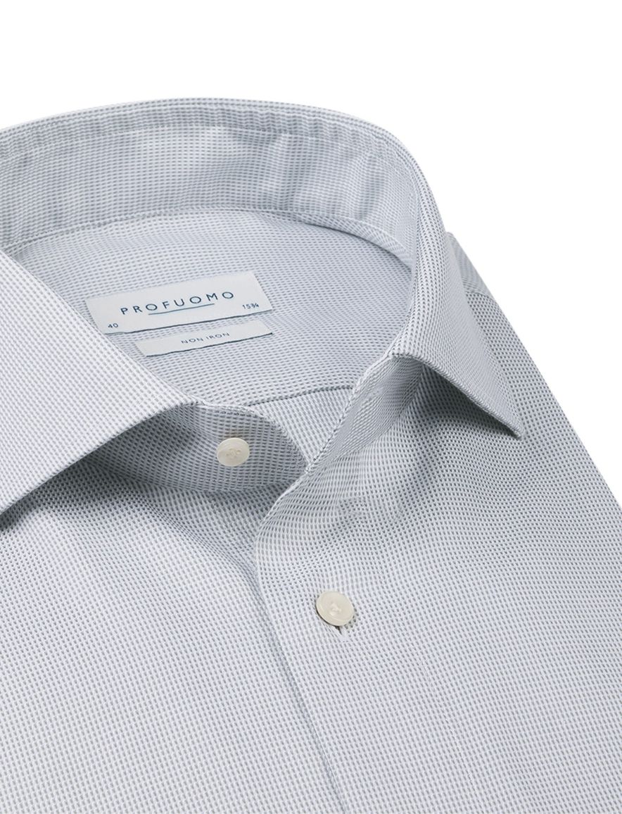 Profuomo overhemd groen Dobby strijkvrij geweven slim fit