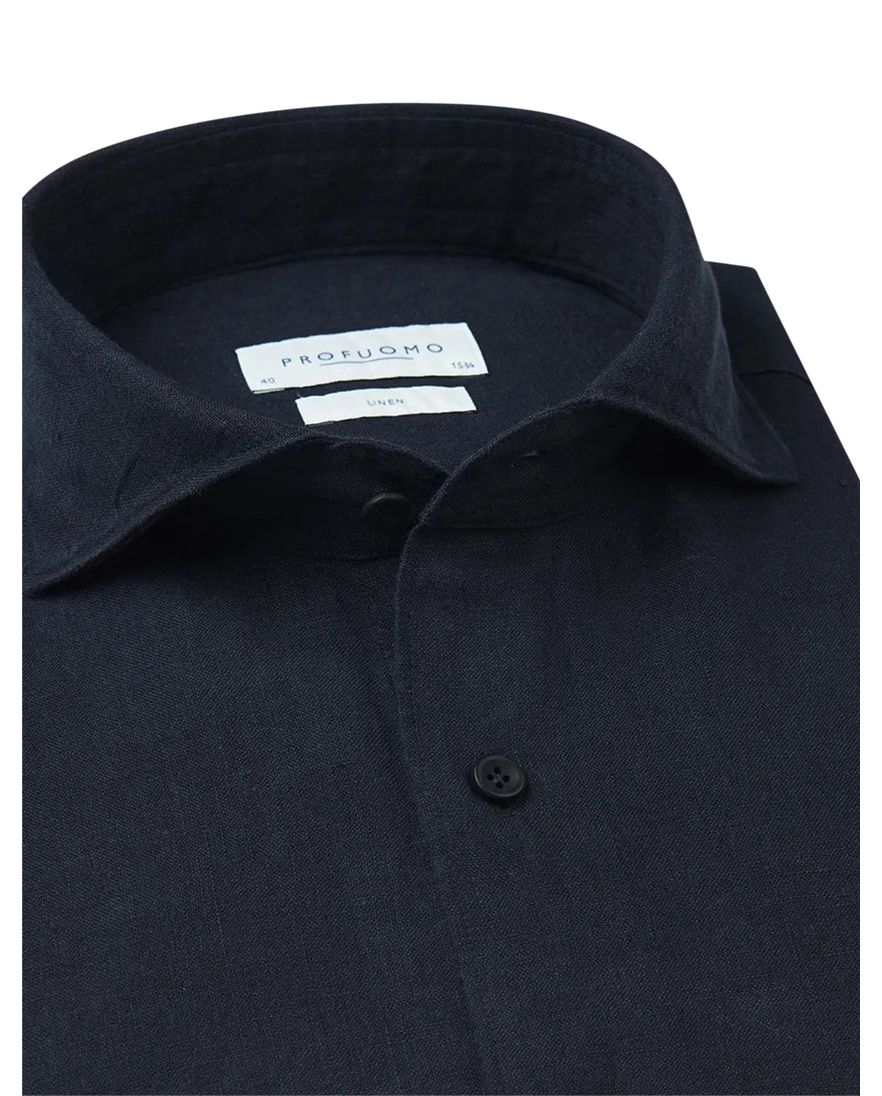Profuomo casual linnen overhemd donkerblauw