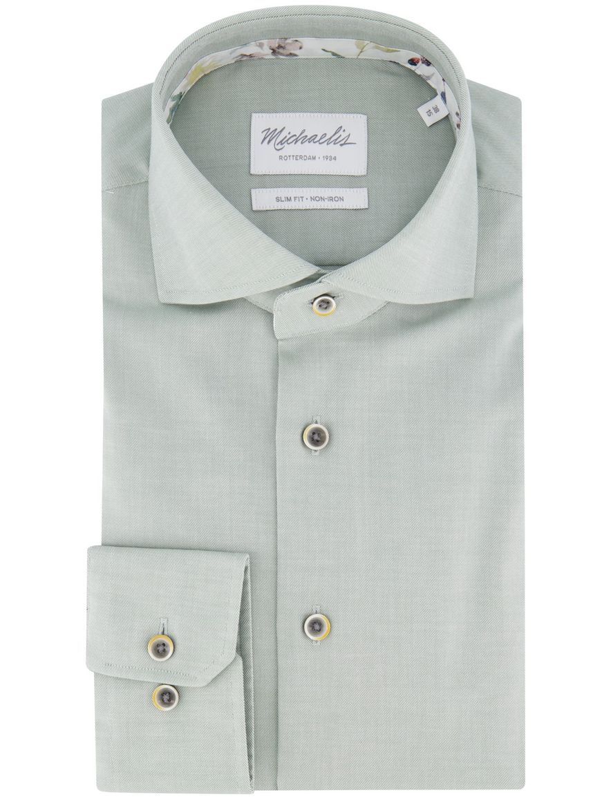 Michaelis overhemd effen groen strijkvrij slim fit