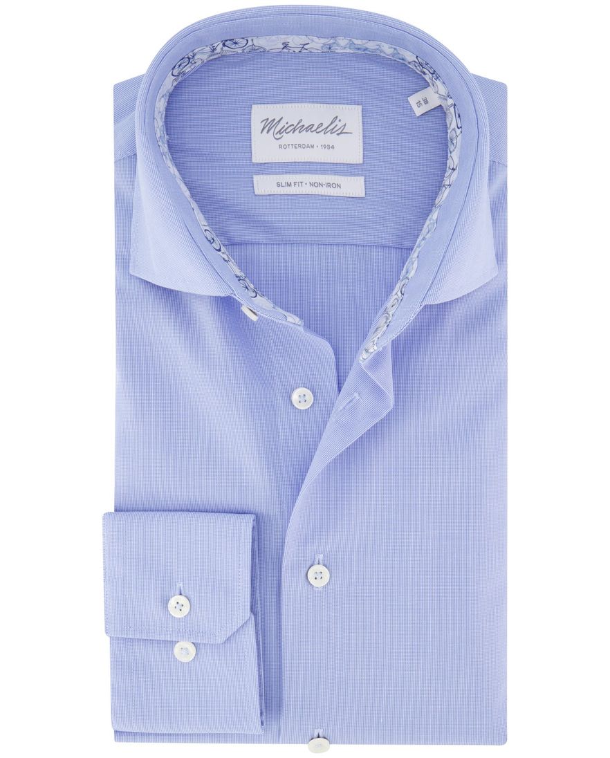 Michaelis overhemd lichtblauw strijkvrij effen