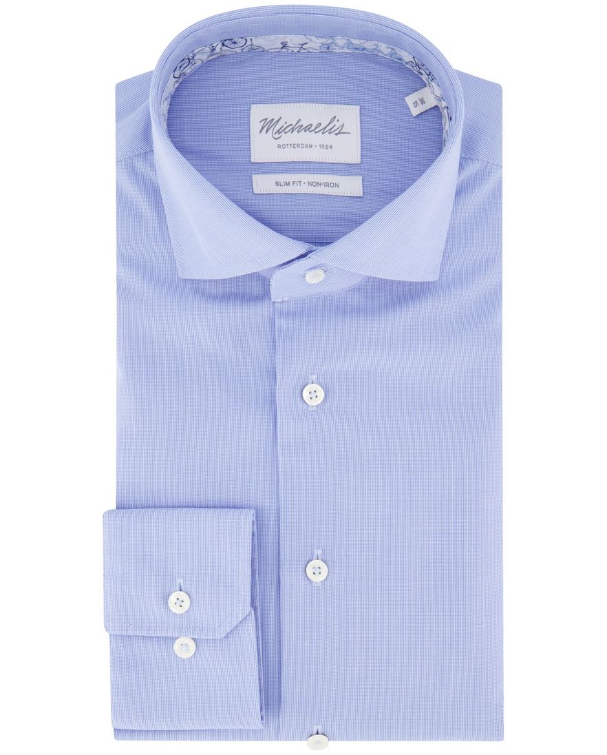 Michaelis overhemd lichtblauw strijkvrij effen