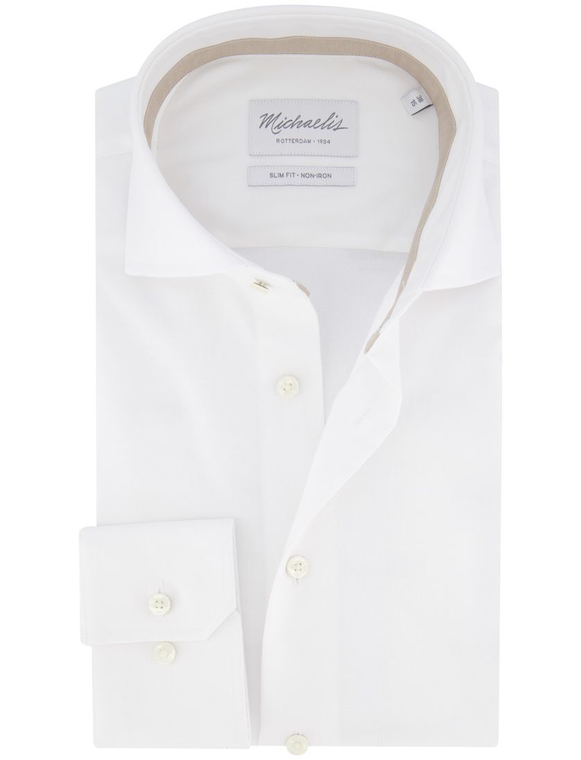 Michaelis overhemd wit Slim Fit Non-Iron 100% katoen