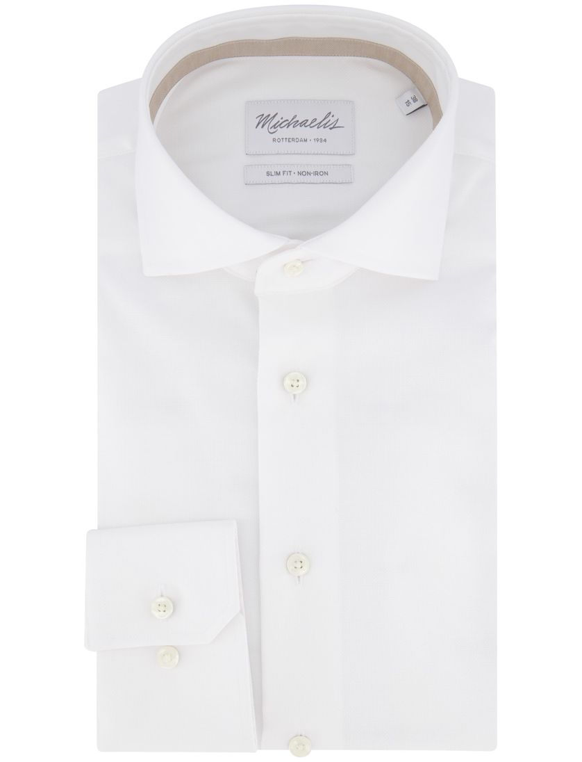 Michaelis overhemd wit Slim Fit Non-Iron 100% katoen