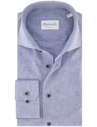 Michaelis Michaelis overhemd blauw gemeleerd wide collar