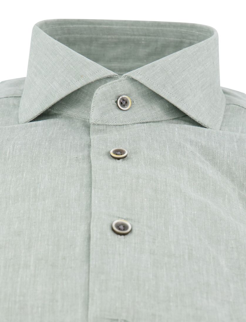 Michaelis overhemd groen gemeleerd slim fit