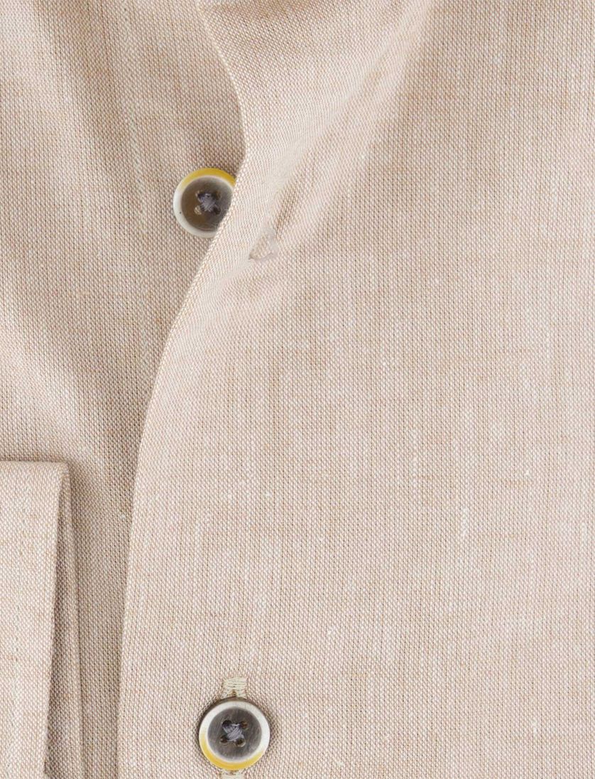 Michaelis overhemd beige gemeleerd wide collar
