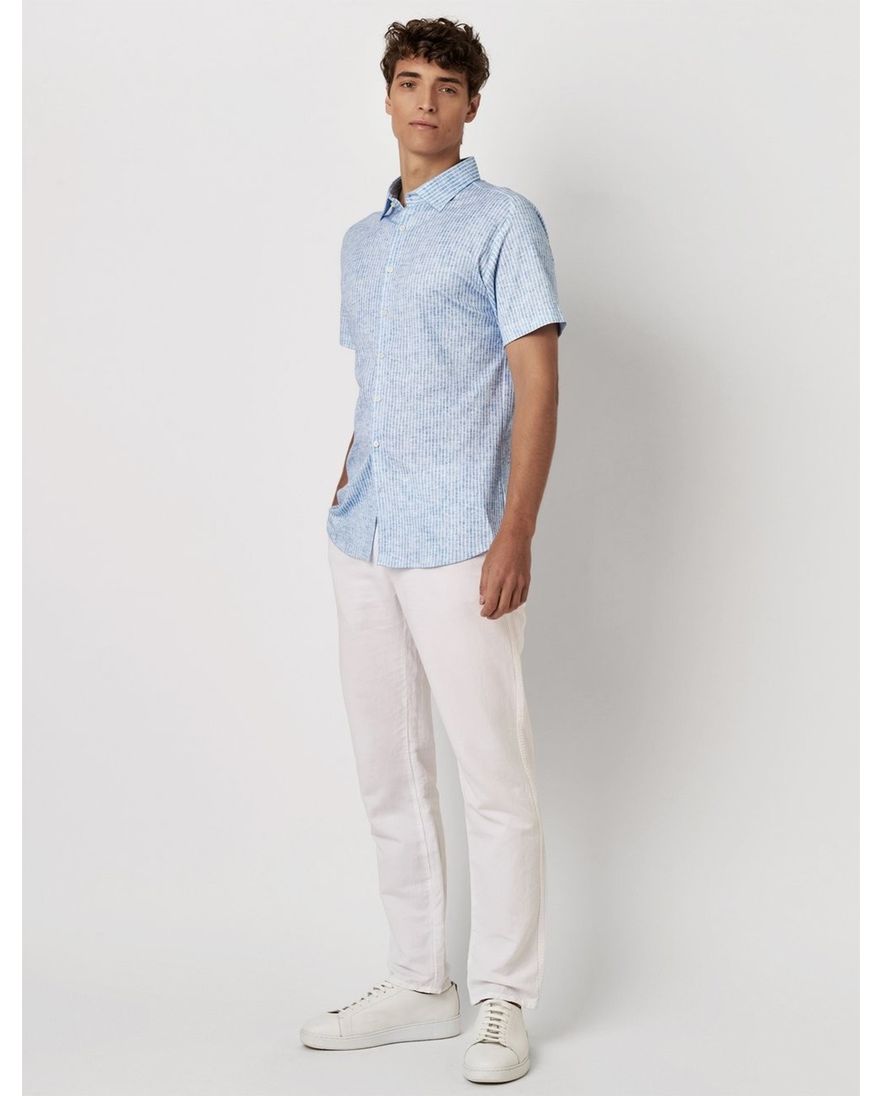 Desoto overhemd korte mouw jersey blauw gestreept