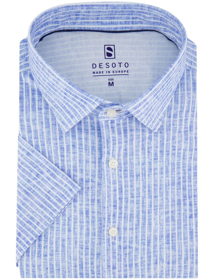 Desoto overhemd korte mouw jersey blauw gestreept