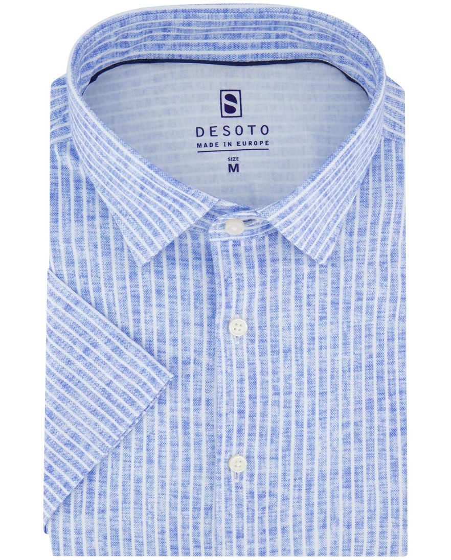 Desoto overhemd korte mouw jersey blauw gestreept