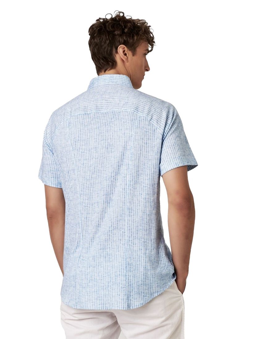 Desoto overhemd korte mouw jersey blauw gestreept