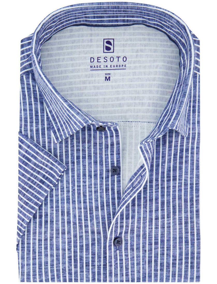 overhemd Desoto donkerblauw gestreept katoen