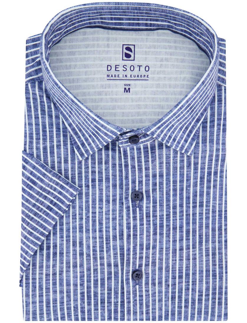 overhemd Desoto donkerblauw gestreept katoen