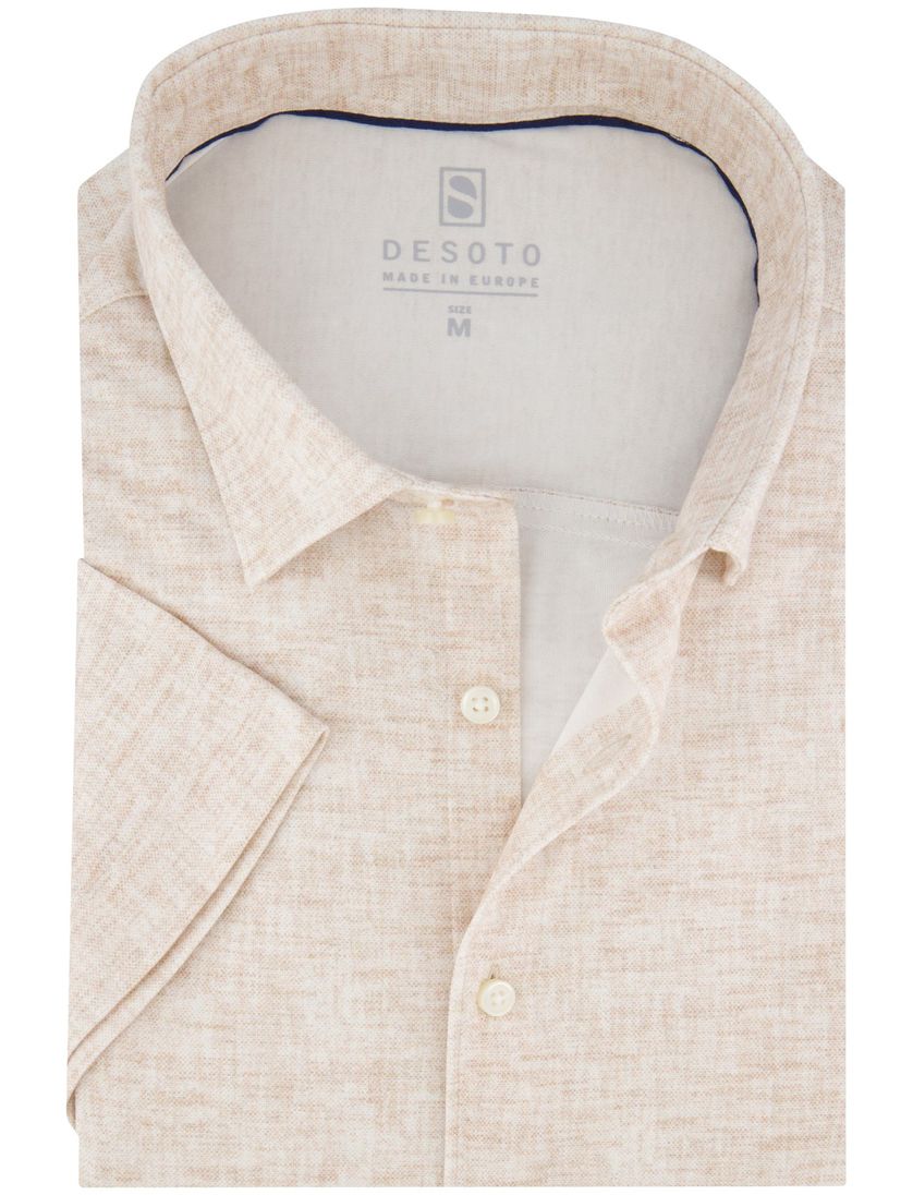 Desoto overhemd beige katoen slim fit