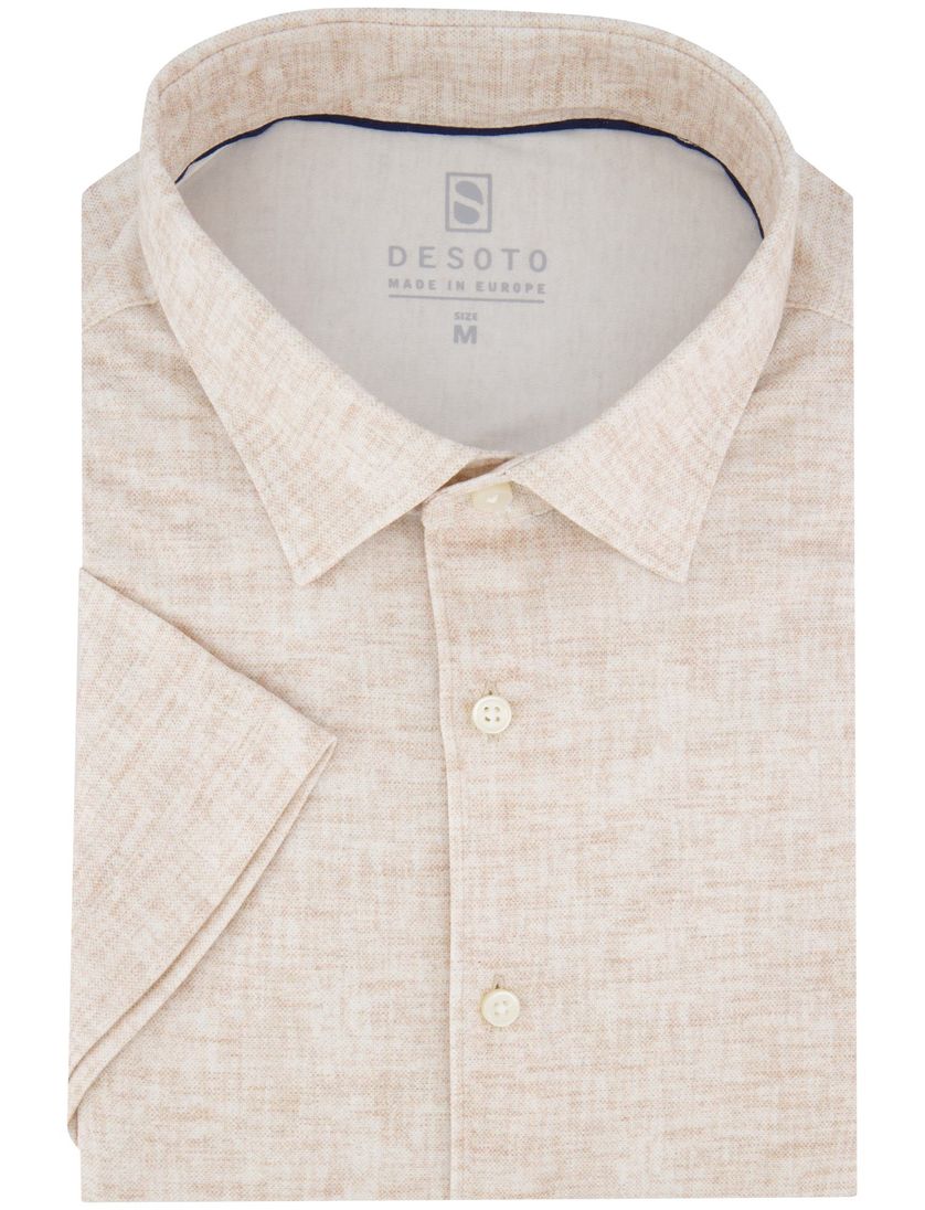 Desoto overhemd beige katoen slim fit
