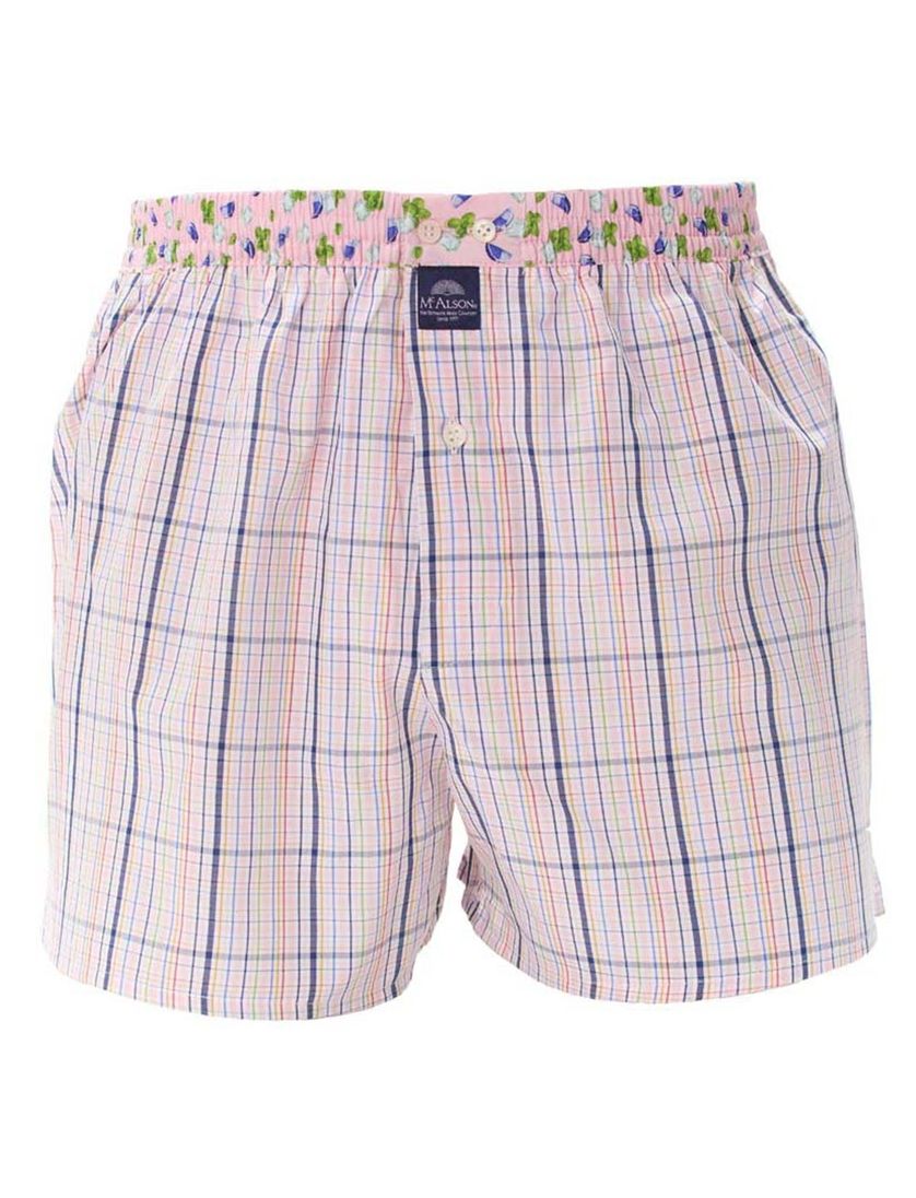 Mc Alson boxershort roze geruit met print
