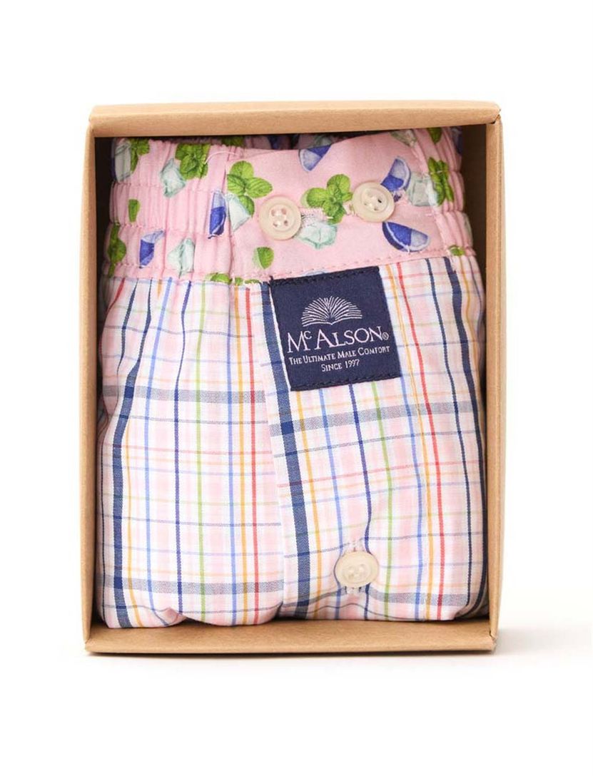 Mc Alson boxershort roze geruit met print