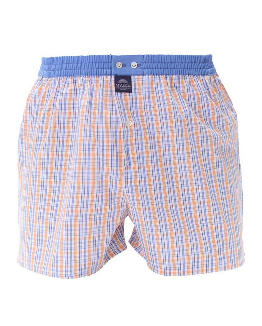 Mc Alson boxershort blauw oranje geruit katoen