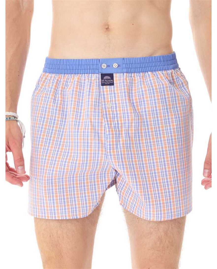 Mc Alson boxershort blauw oranje geruit katoen