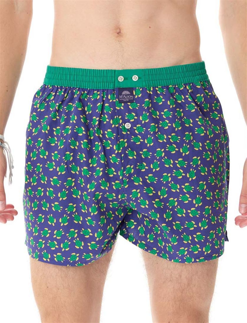 Mc Alson boxershort navy groen schildpaddenprint