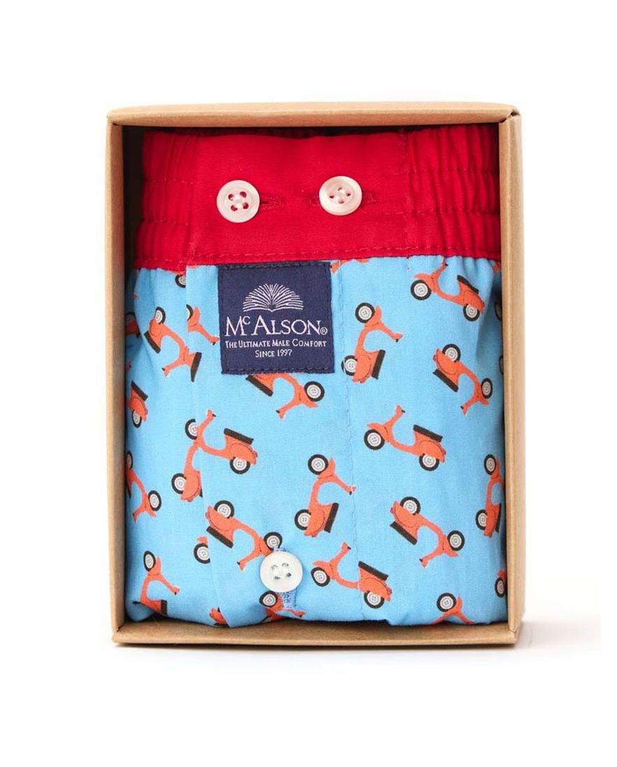 Mc Alson boxershort lichtblauw rode scooters