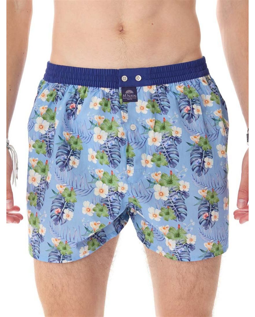 Mc Alson boxershort lichtblauw bloemen multicolor