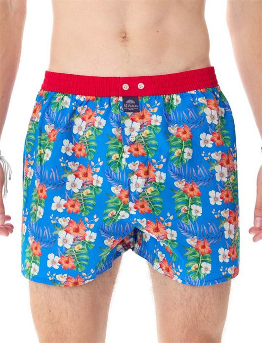 Mc Alson boxershort blauw bloemen multicolor