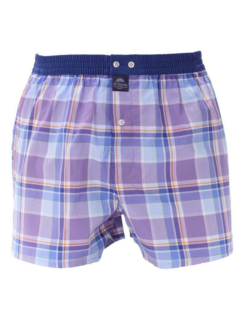 Mc Alson boxershort blauw geblokt katoen