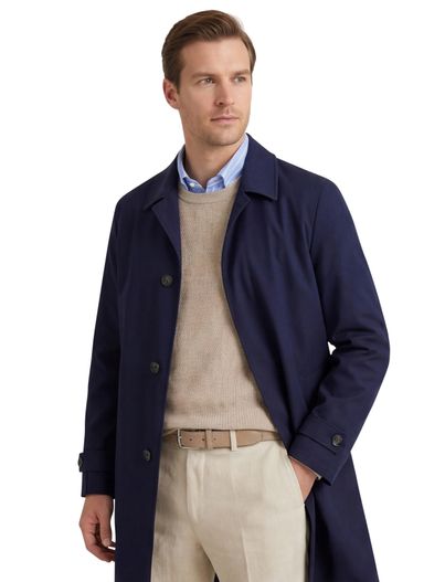 Dressler Dressler jas trenchcoat navy waterafstotend effen