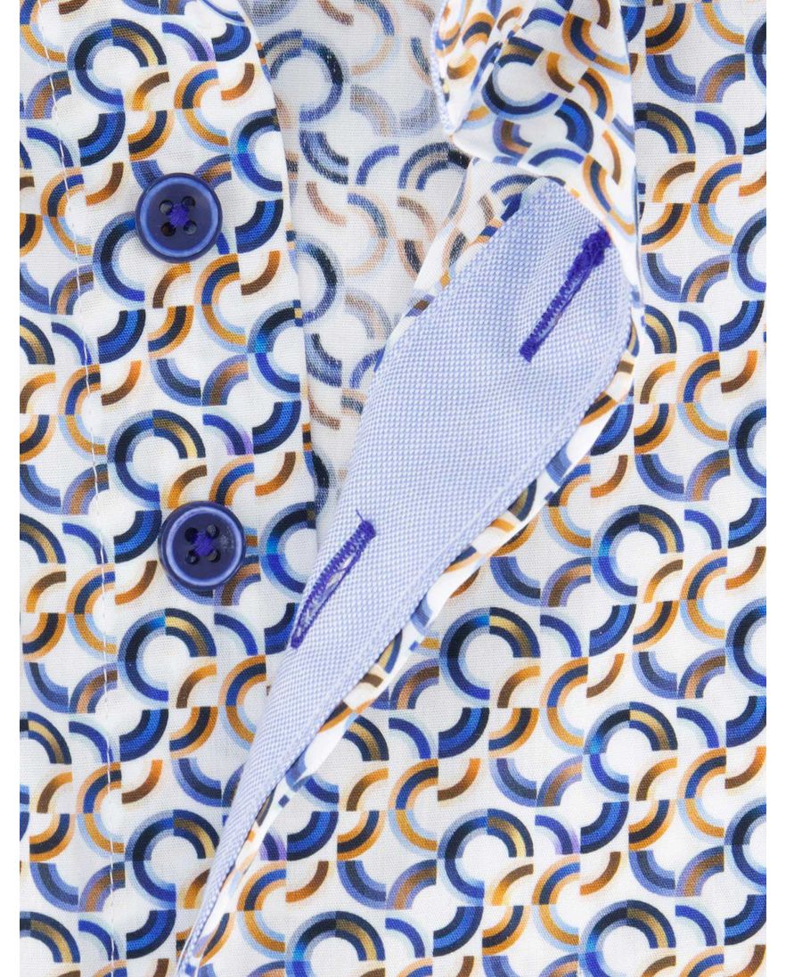 Portofino overhemd Regular Fit geel blauw wit geprint