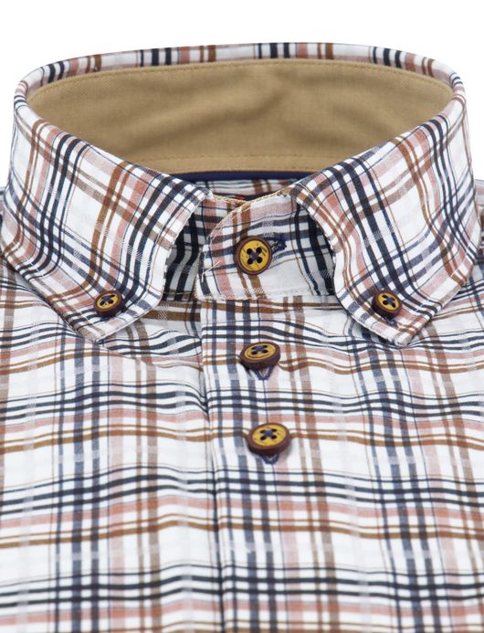 Portofino overhemd bruin regular fit
