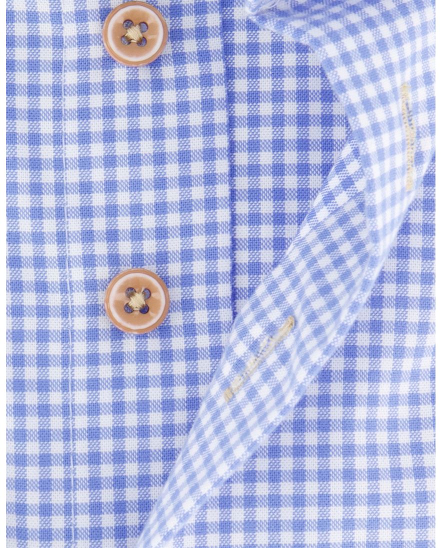 Portofino overhemd blauw geruit regular fit borstzak